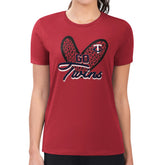 Minnesota Twins G-III 4Her by Carl Banks Women's Super-Slim Fit Lightweight Leopard Heart T-Shirt | MLB Near me