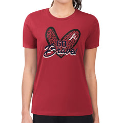Atlanta Braves G-III 4Her by Carl Banks Women's Super-Slim Fit Lightweight Leopard Heart T-Shirt | MLB US