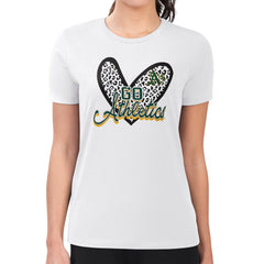 Athletics G-III 4Her by Carl Banks Women's Super-Slim Fit Lightweight Leopard Heart T-Shirt | MLB For sale