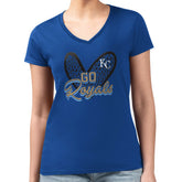 Kansas City Royals G-III 4Her by Carl Banks Women's Super-Slim Fit Lightweight Leopard Heart V-Neck T-Shirt | MLB Outlet