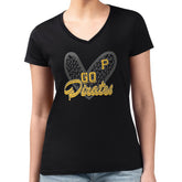 Pittsburgh Pirates G-III 4Her by Carl Banks Women's Super-Slim Fit Lightweight Leopard Heart V-Neck T-Shirt | MLB Online