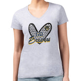 Milwaukee Brewers G-III 4Her by Carl Banks Women's Super-Slim Fit Lightweight Leopard Heart V-Neck T-Shirt | MLB Sale