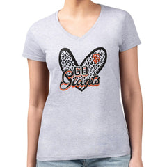 San Francisco Giants G-III 4Her by Carl Banks Women's Super-Slim Fit Lightweight Leopard Heart V-Neck T-Shirt | MLB Near me