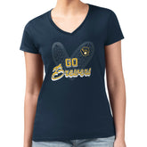 Milwaukee Brewers G-III 4Her by Carl Banks Women's Super-Slim Fit Lightweight Leopard Heart V-Neck T-Shirt | MLB US