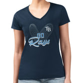 Tampa Bay Rays G-III 4Her by Carl Banks Women's Super-Slim Fit Lightweight Leopard Heart V-Neck T-Shirt | MLB New