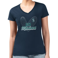 Seattle Mariners G-III 4Her by Carl Banks Women's Super-Slim Fit Lightweight Leopard Heart V-Neck T-Shirt | MLB Online