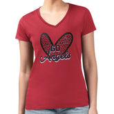 Los Angeles Angels G-III 4Her by Carl Banks Women's Super-Slim Fit Lightweight Leopard Heart V-Neck T-Shirt | MLB Discount