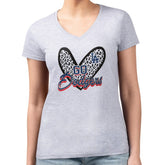 Los Angeles Dodgers G-III 4Her by Carl Banks Women's Super-Slim Fit Lightweight Leopard Heart V-Neck T-Shirt | MLB On Sale