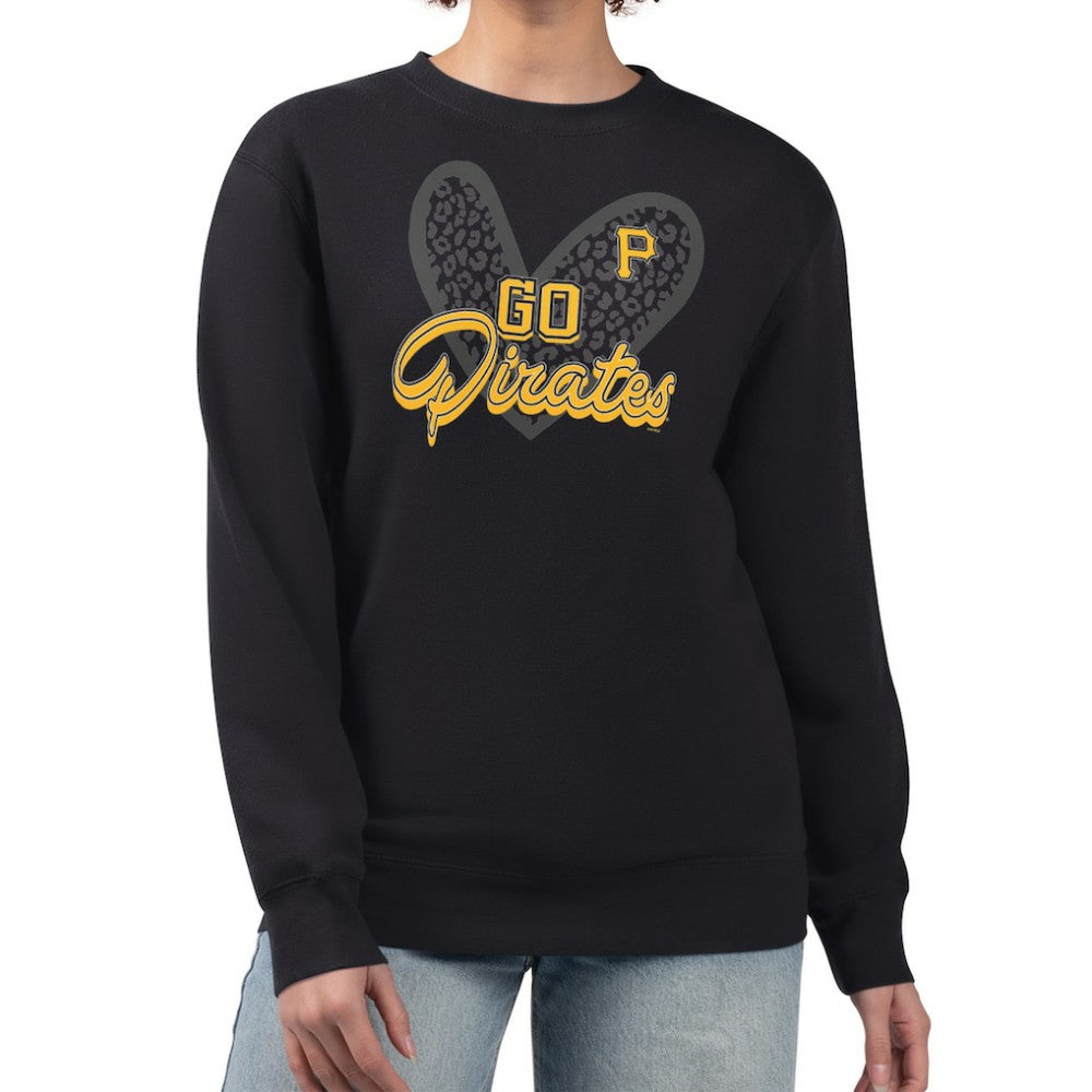 Pittsburgh Pirates G-III 4Her by Carl Banks Women's Leopard Heart Pullover Sweatshirt | MLB New