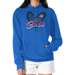 Chicago Cubs G-III 4Her by Carl Banks Women's Leopard Heart Pullover Hoodie | MLB Outlet