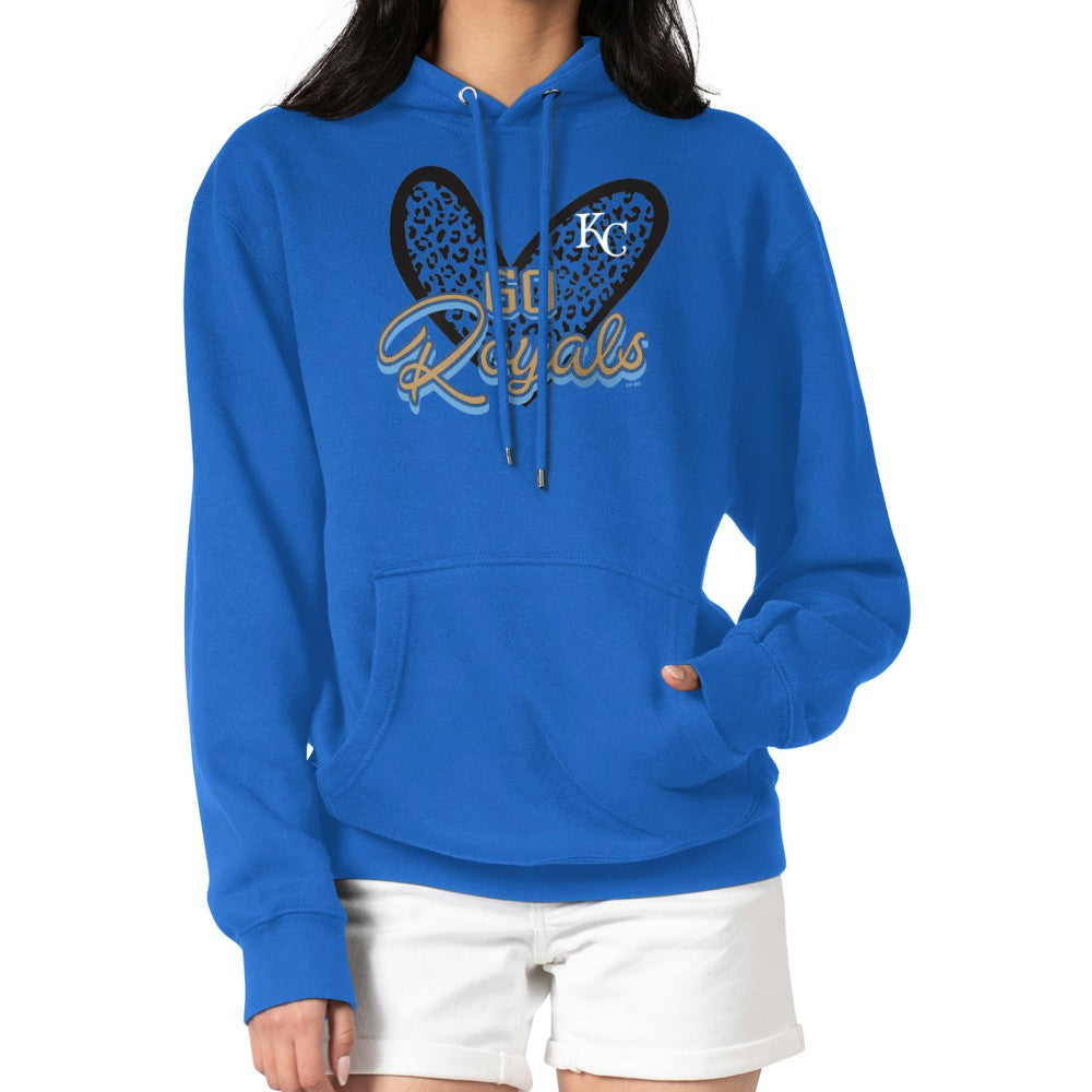 Kansas City Royals G-III 4Her by Carl Banks Women's Leopard Heart Pullover Hoodie | MLB Sale
