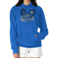 Kansas City Royals G-III 4Her by Carl Banks Women's Leopard Heart Pullover Hoodie | MLB Sale
