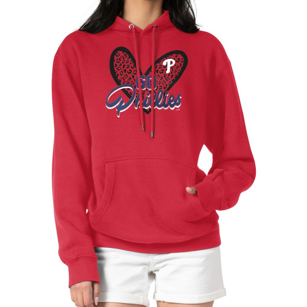 Philadelphia Phillies G-III 4Her by Carl Banks Women's Leopard Heart Pullover Hoodie | MLB Shop