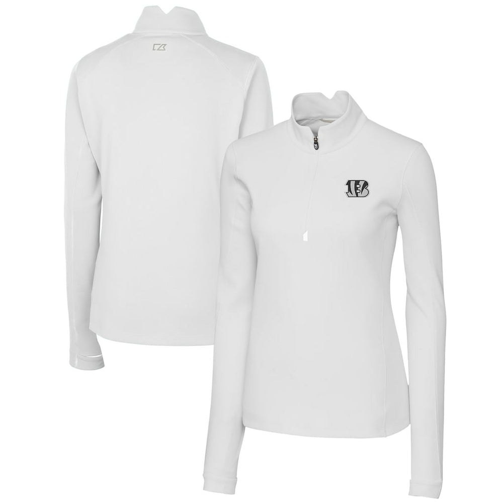 Cincinnati Bengals Cutter & Buck Women's Traverse Stretch DryTec Quarter-Zip Top