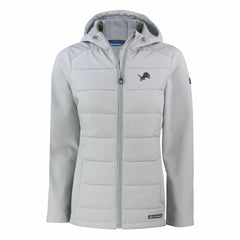 Detroit Lions Cutter & Buck Women's Evoke Hybrid Eco Softshell Recycled Full-Zip Hoodie Jacket