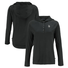 Minnesota Vikings Cutter & Buck Women's Coastline Epic Comfort Eco Recycled Long Sleeve Hoodie T-Shirt