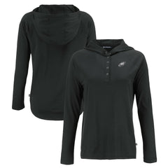 Philadelphia Eagles Cutter & Buck Women's Coastline Epic Comfort Eco Recycled Long Sleeve Hoodie T-Shirt