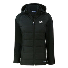 San Francisco 49ers Cutter & Buck Women's Evoke Hybrid Eco Softshell Recycled Full-Zip Hoodie Jacket