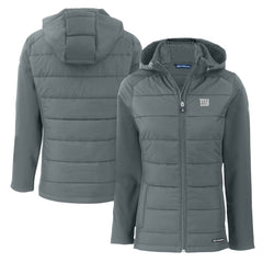 New York Giants Cutter & Buck Women's Evoke Hybrid Eco Softshell Recycled Full-Zip Hoodie Jacket