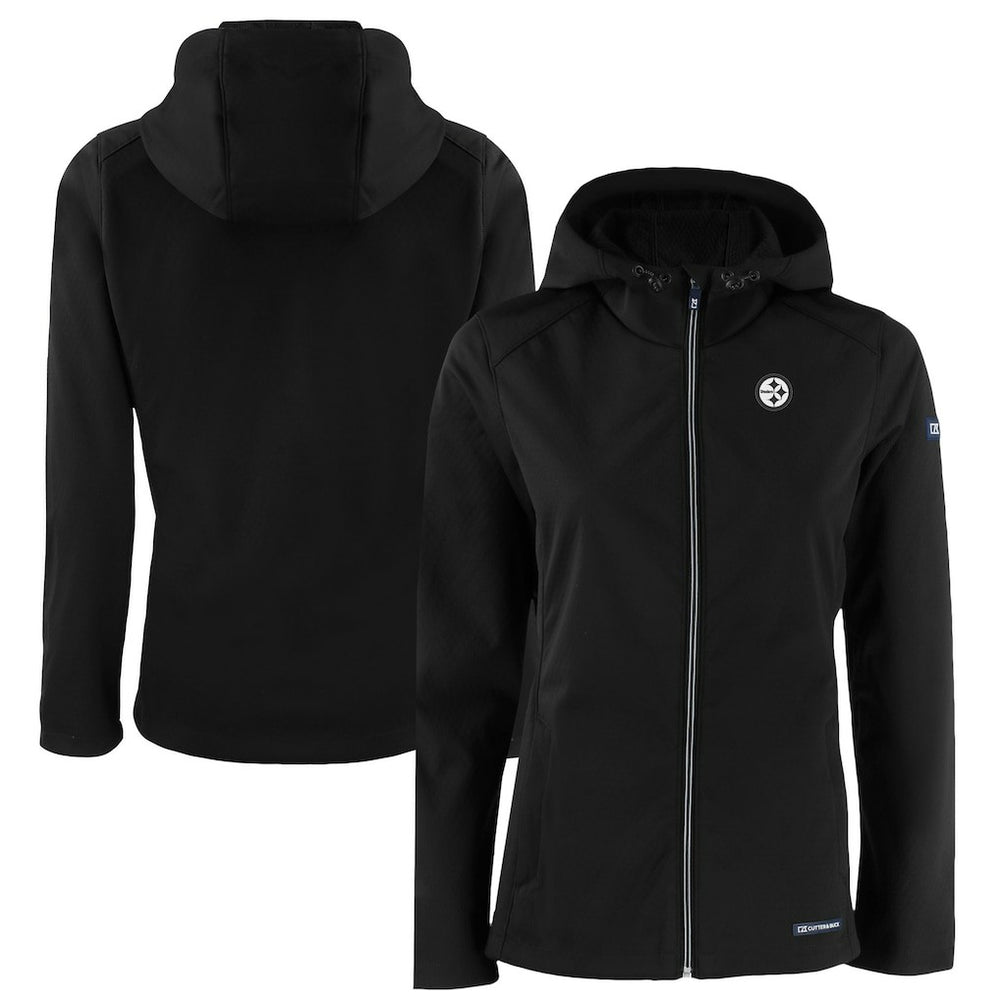 Pittsburgh Steelers Cutter & Buck Women's Evoke Eco Softshell Recycled Full-Zip Hoodie Jacket