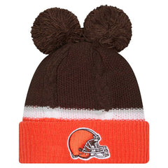 Cleveland Browns New Era Women's Double Bubble Cuffed Knit Hat with Poms