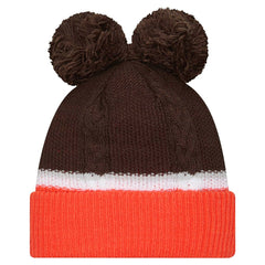 Cleveland Browns New Era Women's Double Bubble Cuffed Knit Hat with Poms