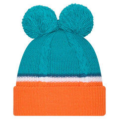 Miami Dolphins New Era Women's Double Bubble Cuffed Knit Hat with Poms