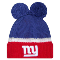 New York Giants New Era Women's Double Bubble Cuffed Knit Hat with Poms