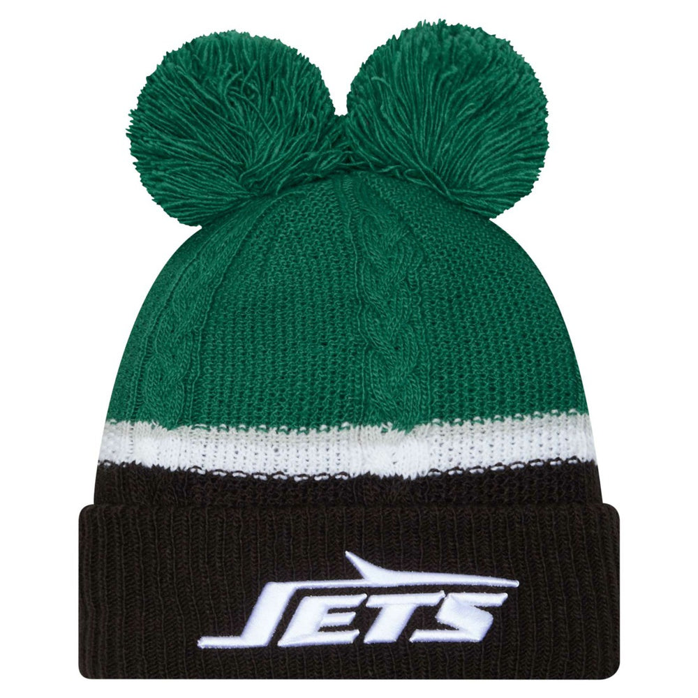 New York Jets New Era Women's Double Bubble Cuffed Knit Hat with Poms