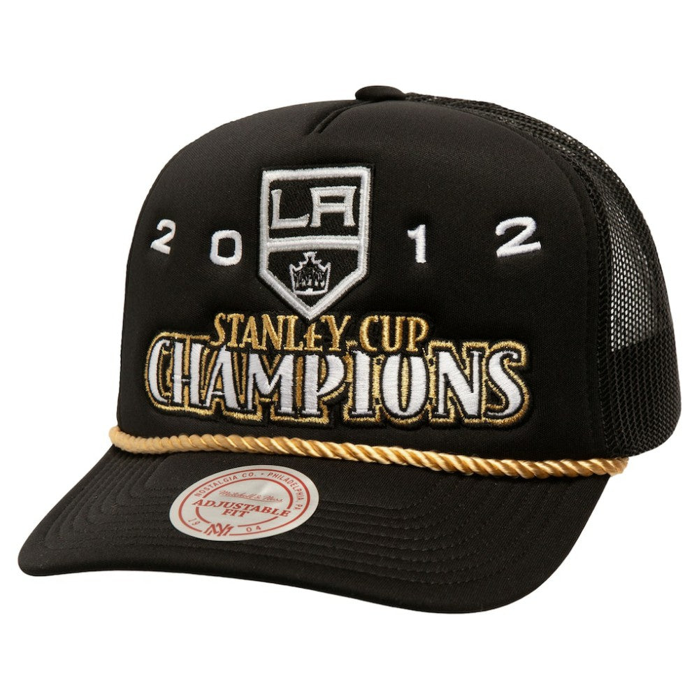 Los Angeles Kings Mitchell & Ness SOUL Collection Golden Stanley Cup Champions Trucker Adjustable Hat For Sale