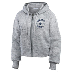 Dallas Cowboys WEAR by Erin Andrews Women's Speckled Fleece Cropped Full-Zip Hoodie