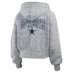 Dallas Cowboys WEAR by Erin Andrews Women's Speckled Fleece Cropped Full-Zip Hoodie
