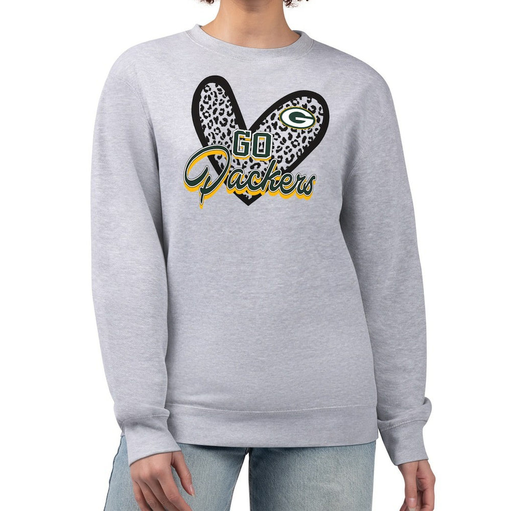 Green Bay Packers G-III 4Her by Carl Banks Women's Leopard Heart Pullover Sweatshirt