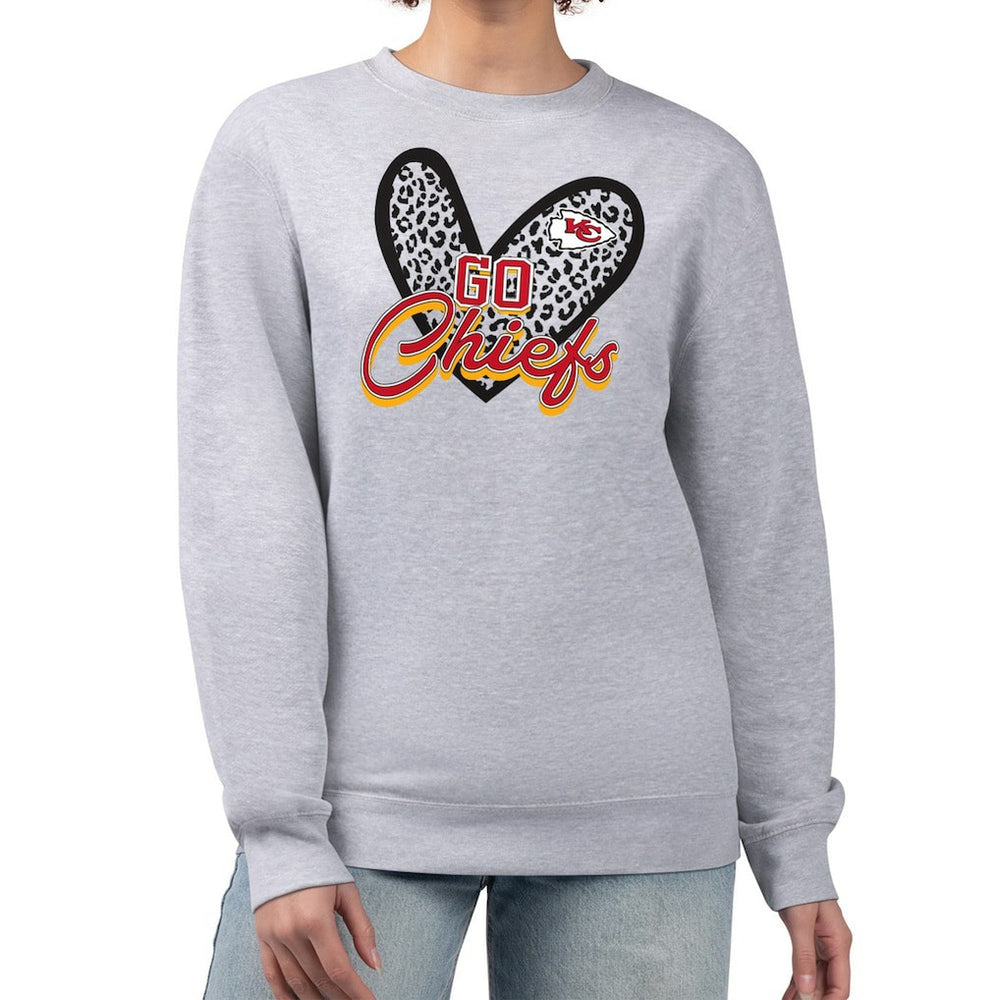 Kansas City Chiefs G-III 4Her by Carl Banks Women's Leopard Heart Pullover Sweatshirt