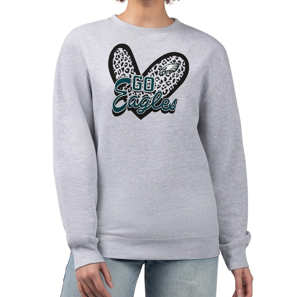 Philadelphia Eagles G-III 4Her by Carl Banks Women's Leopard Heart Pullover Sweatshirt