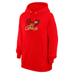 Kansas City Chiefs G-III 4Her by Carl Banks Women's Animal Print Heart Team Graphic Fleece Tri-Blend Pullover Hoodie