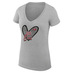 Tampa Bay Buccaneers G-III 4Her by Carl Banks Women's Super-Slim Fit Lightweight Leopard Heart V-Neck T-Shirt