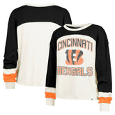 Cincinnati Bengals 47 brand '47 Women's Double Header Curve Raglan Long Sleeve Crop Top