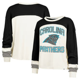 Carolina Panthers 47 brand '47 Women's Double Header Curve Raglan Long Sleeve Crop Top