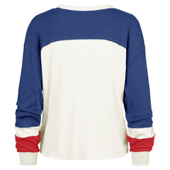 New York Giants 47 brand '47 Women's Double Header Curve Raglan Long Sleeve Crop Top