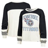 Tennessee Titans 47 brand '47 Women's Double Header Curve Raglan Long Sleeve Crop Top