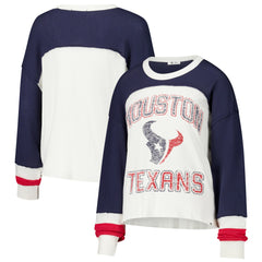 Houston Texans 47 brand '47 Women's Double Header Curve Raglan Long Sleeve Crop Top