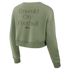Seattle Seahawks Fanatics Women's Studio Tri-Blend Cropped Pullover Sweatshirt