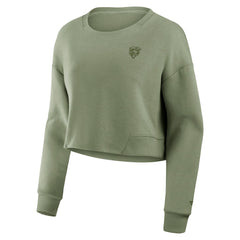Chicago Bears Fanatics Women's Studio Tri-Blend Cropped Pullover Sweatshirt