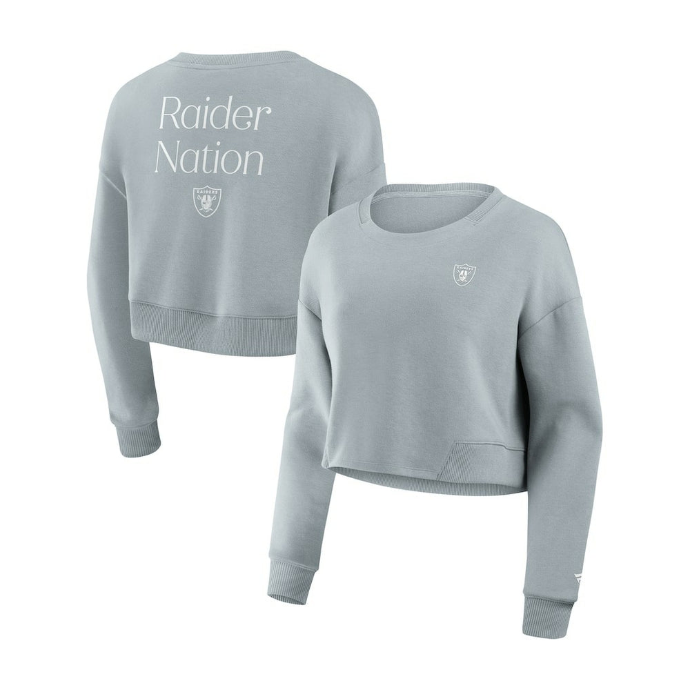 Las Vegas Raiders Fanatics Women's Studio Tri-Blend Cropped Pullover Sweatshirt