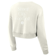 Pittsburgh Steelers Fanatics Women's Studio Tri-Blend Cropped Pullover Sweatshirt