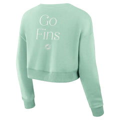 Miami Dolphins Fanatics Women's Studio Tri-Blend Cropped Pullover Sweatshirt