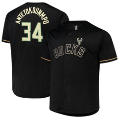 Giannis Antetokounmpo Milwaukee Bucks Profile Big & Tall Name & Number Button-Up Jersey Online