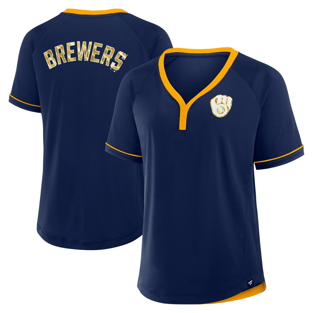 Milwaukee Brewers Fanatics Women's League Diva Star Raglan V-Neck T-Shirt | MLB Discount
