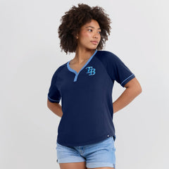Tampa Bay Rays Fanatics Women's League Diva Star Raglan V-Neck T-Shirt | MLB US